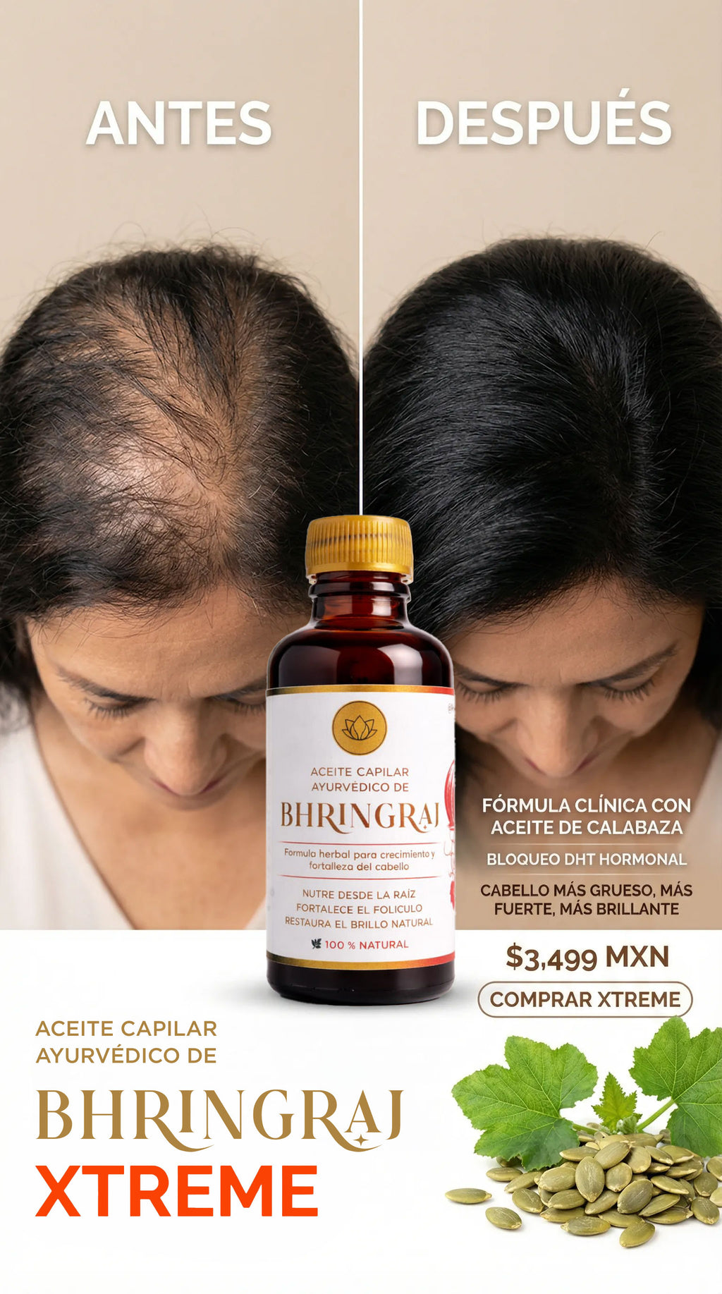 Elixir Shukra Xtreme | Aceite de Calabaza & Bhringraj | Tratamiento Intensivo