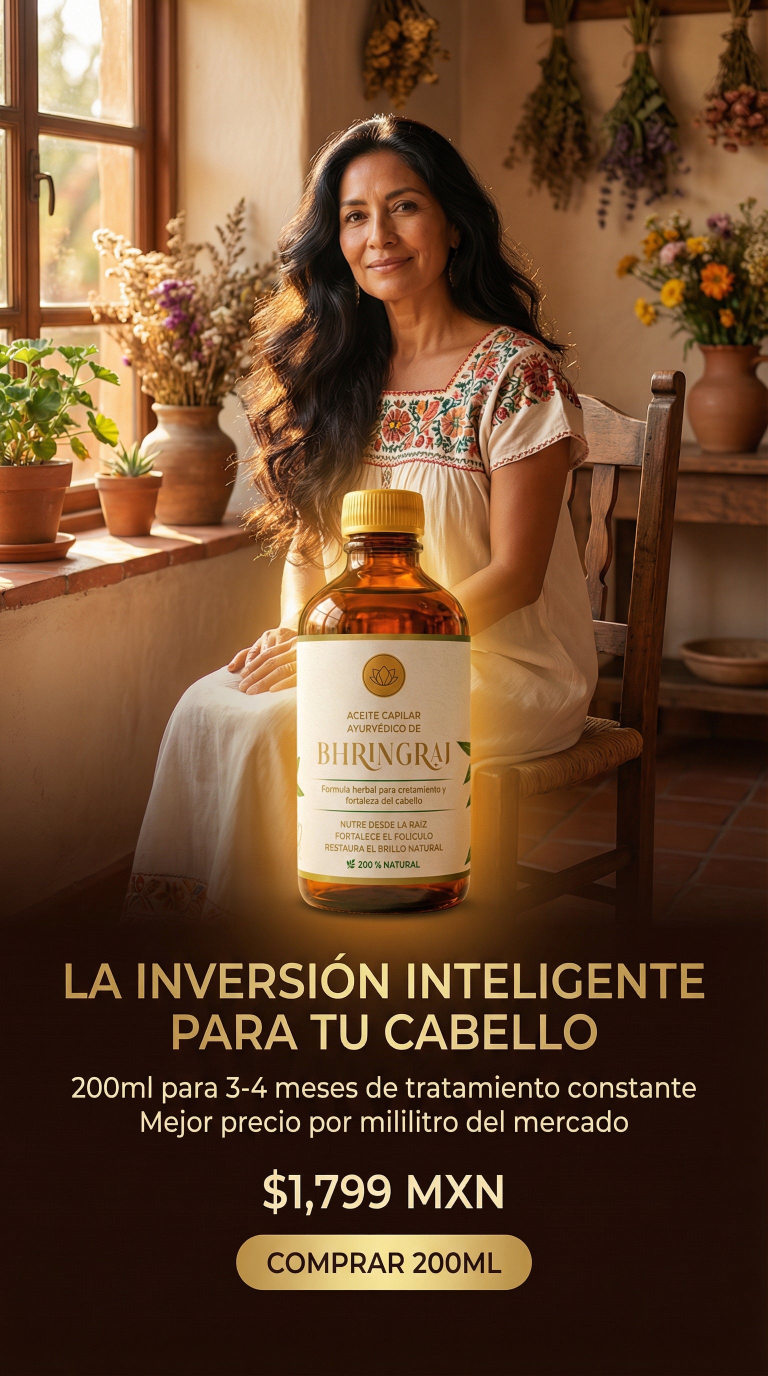 Aceite Capilar Ayurveda - Bhringraj, Amla & Triphala | Crecimiento & Fortaleza 200ml