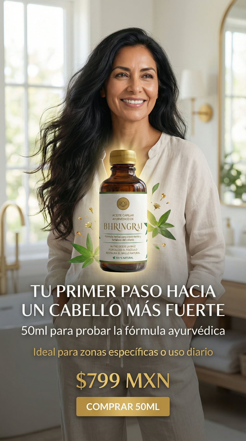 Aceite Capilar Ayurveda - Bhringraj, Amla & Triphala | Crecimiento & Fortaleza